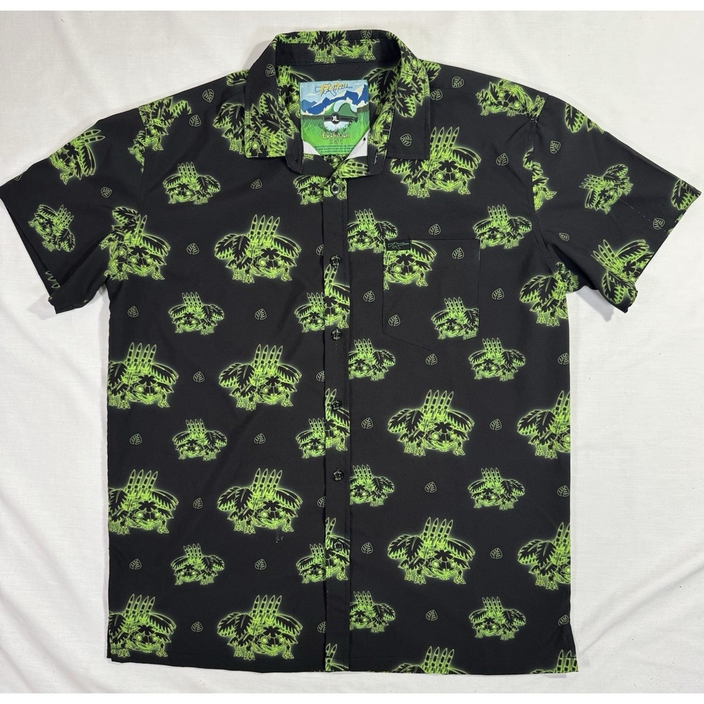 Retro Rifle Shirt Mens Size XL Rockets Super Stretch Green Button Short Sleeve